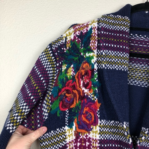 VTG Women's Large Floral Plaid Embroidered Cardiga - Picture 5 of 15